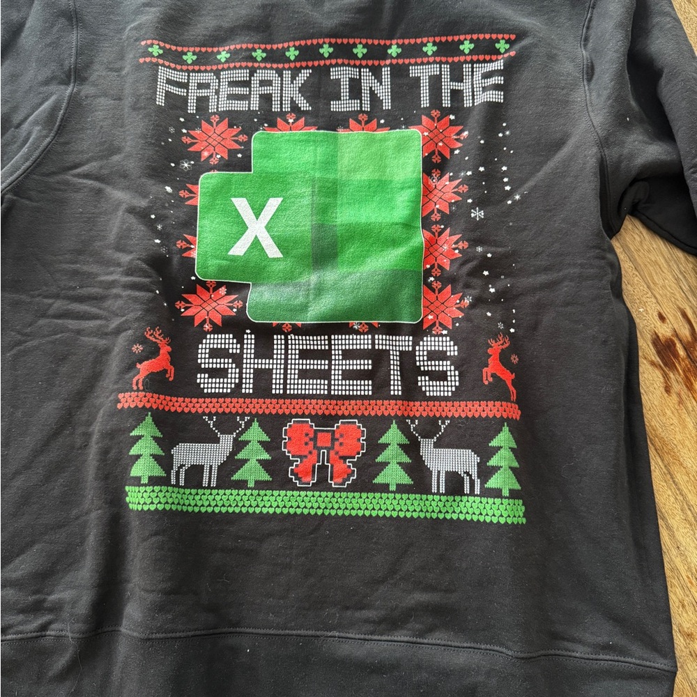 Black Holiday Sweatshirt with Green and Red Design